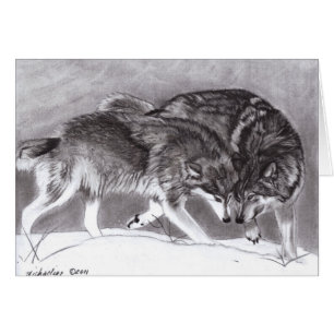 Loyauté - Loups en carton de voeux de neige