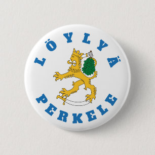 Löylyä perkele - Suomileijona saunoo - rintanapp 2 Inch Round Button