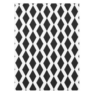 Lozenge Shape Diamond Pattern Black and White Tablecloth
