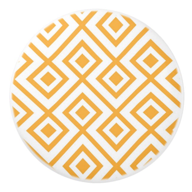 Lozenge shaped geometric pattern ceramic knob (Front)