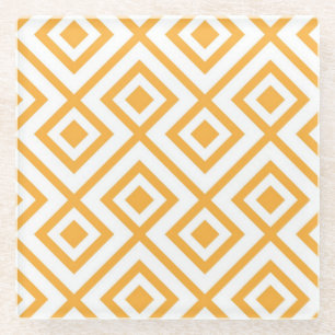 Lozenge shaped geometric pattern glass coaster