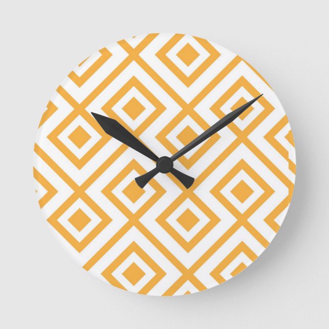 Lozenge shaped geometric pattern round clock (Front)