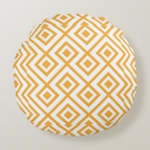 Lozenge shaped geometric pattern round pillow