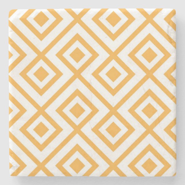 Lozenge shaped geometric pattern stone coaster (Front)