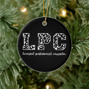 LPC Licensed Professional Counsellor Leopard Print Ceramic Ornament