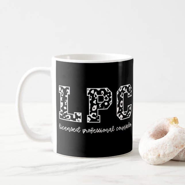 LPC Licensed Professional Counsellor Leopard Print Coffee Mug (With Donut)