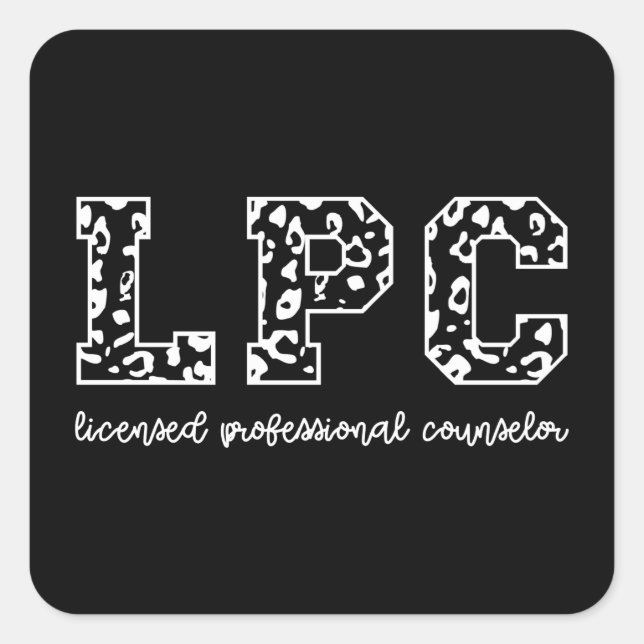 LPC Licensed Professional Counsellor Leopard Print Square Sticker (Front)