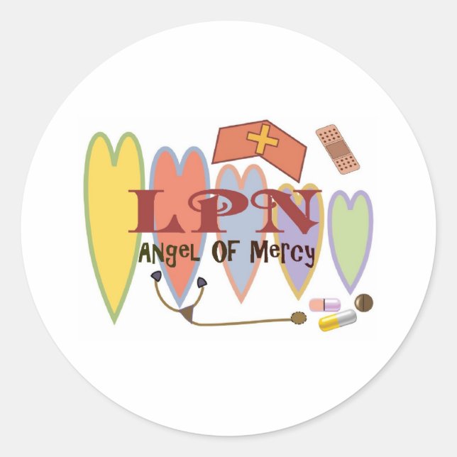 LPN "Angel of Mercy" Gift Products Classic Round Sticker (Front)