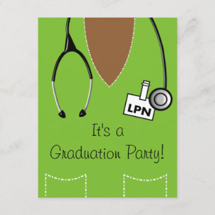 LPN Black Nurse Graduation Invitation Scrub #32