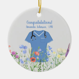 LPN Blue Scrubs Ceramic Ornament