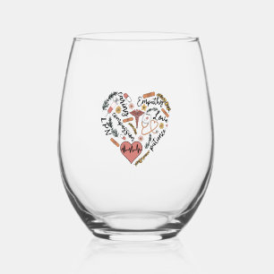 LPN caring empathy love patience compassion Stemless Wine Glass
