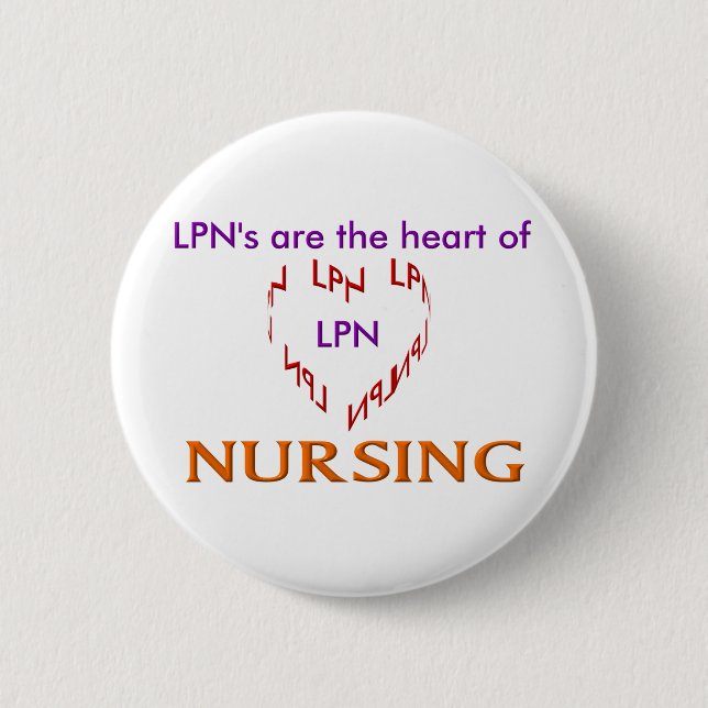 LPN Heart 2 Inch Round Button (Front)