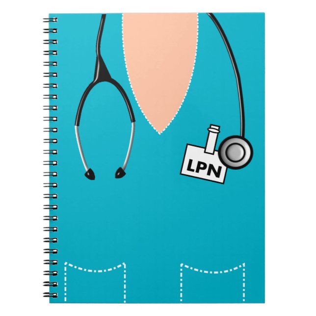 LPN Infirmière Carnet Scrub Top Design bleu (Devant)