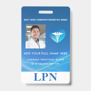 LPN License Practical Nurse, Photo ID with Logo Badge