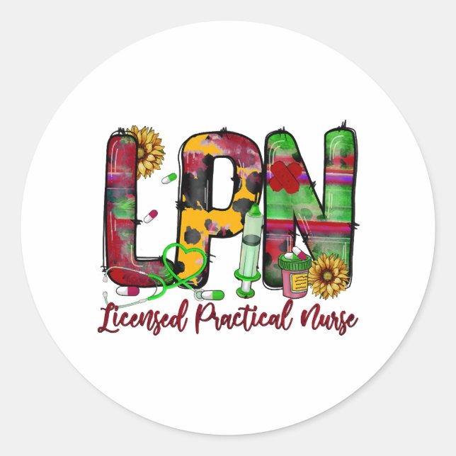 LPN Licensed Practical Nurse Classic Round Sticker (Front)