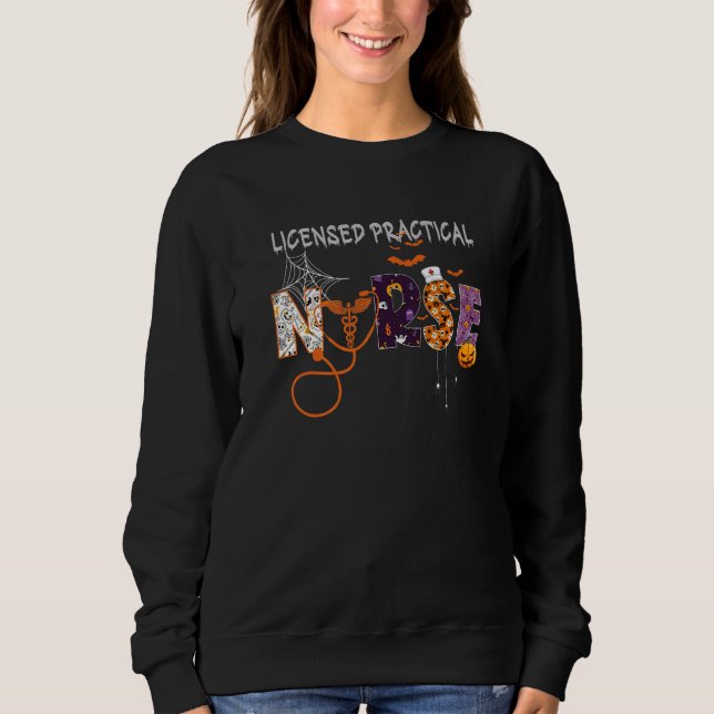 LPN Licensed Practical Nurse halloween Stethoscope Sweatshirt (Front)