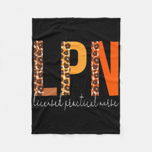 Lpn Licensed Practical Nurse Leopard Fall Autumn L Fleece Blanket