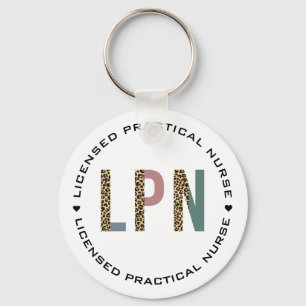 LPN Licensed Practical Nurse Leopard Typography Keychain