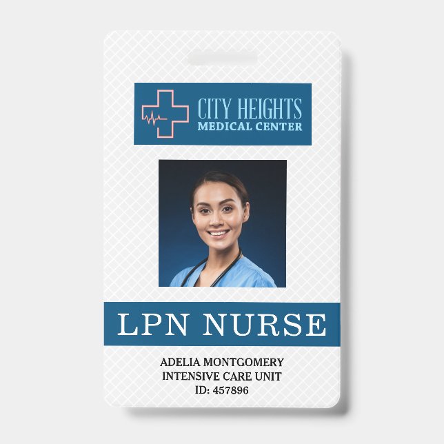 LPN Licensed Practical Nurse Name Photo ID Logo Badge (Front)