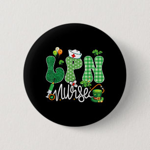 LPN Nurse Stethoscope Lucky Shamrock Funny St 2 Inch Round Button
