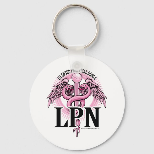 LPN PINK Caduceus Keychain (Front)