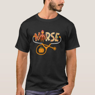LPN RN Nurse Turkey Stethoscope Pumpkin Thanksgivi T-Shirt