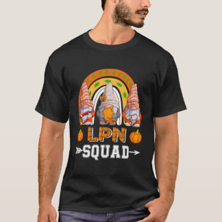 Lpn Squad Three Gnomes Thanksgiving Fall Pumpkins T-Shirt