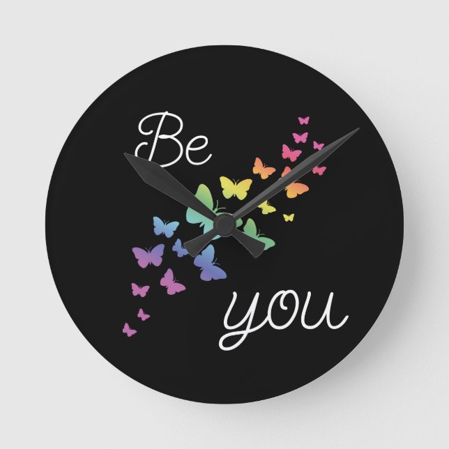 lqbtq butterfly be you round clock (Front)