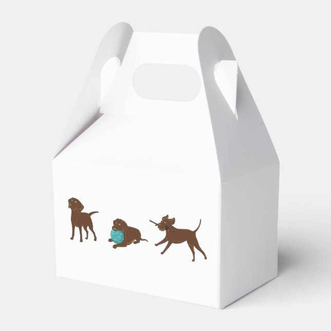 lr chocolate lab cartoon strip favor box (Front Side)