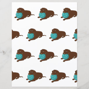 LR chocolate lab chewing ball cartoon scrapbook
