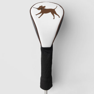 LR chocolate lab with stick Golf Head Cover
