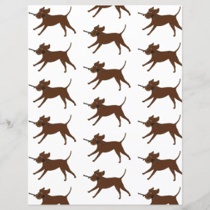 LR chocolate lab with stick scrapbook