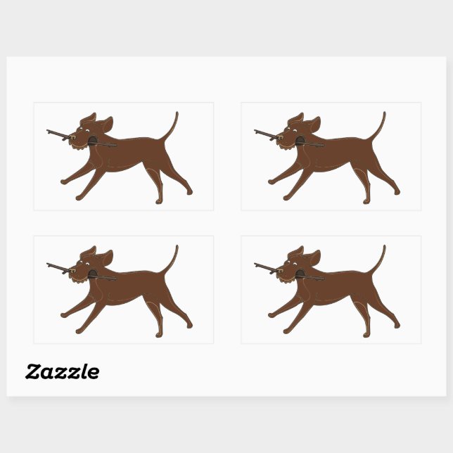 LR chocolate lab with stick Sticker (Sheet)