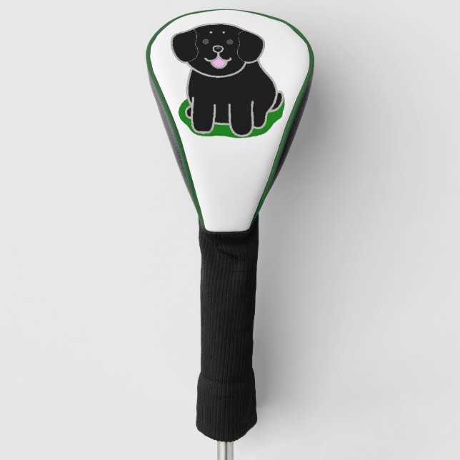 LR kawaii black lab cartoon Golf Head Cover (Front)