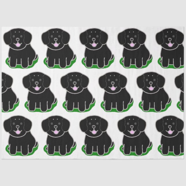 LR kawaii black lab cartoon Tissue Paper (Front)