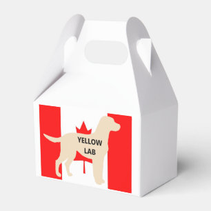 LR yellow lab name silhouette on flg Favor Box