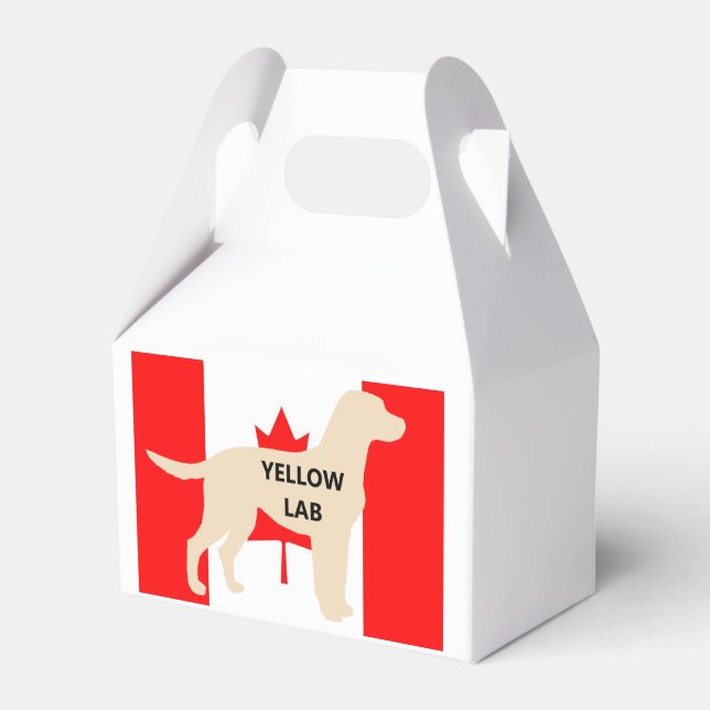 LR yellow lab name silhouette on flg Favor Box (Front Side)