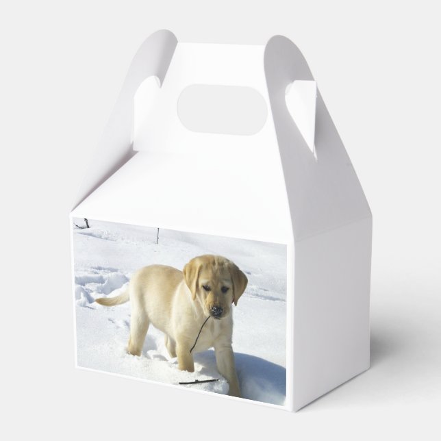 LR yellow lab puppy in snow Favor Box (Front Side)