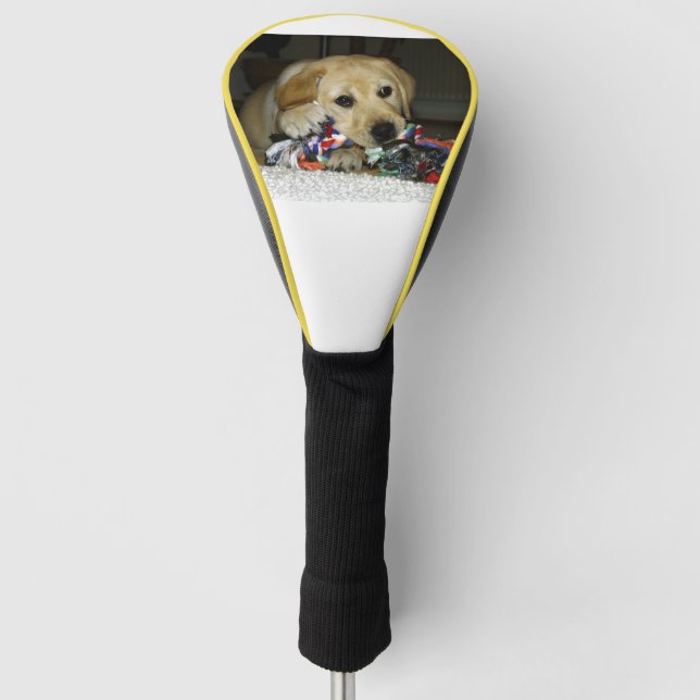 LR yellow lab puppy with toy Golf Head Cover (Front)
