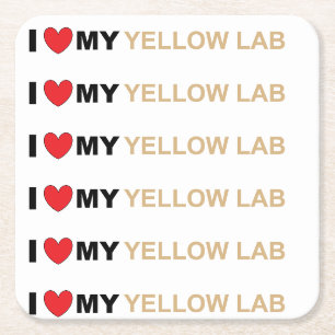 LR yellow love Square Paper Coaster