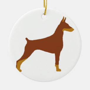 LS Doberman Pinscher red and rust  silo Ceramic Ornament