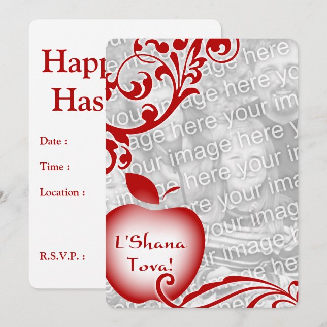 L'Shana Tova floral apple photo card (Front/Back)