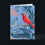 L'Shana Tovah! Rosh Hashanah Jewish New Year Card<br><div class="desc">Happy Rosh Hashanah Hebrew Text "Shana Tova" Jewish New Year Holiday symbols greeting card. L'Shana Tovah! Torah, Honey and apple, shofar, pomegranate, star of David, Rosh Hashana traditional fruits autumn, sukkot. Judaica. Vintage Birds and Leaves Navy Blue background. Invitations & Stationery > Invitations & Announcements, Invitations & Stationery > Greeting...</div>
