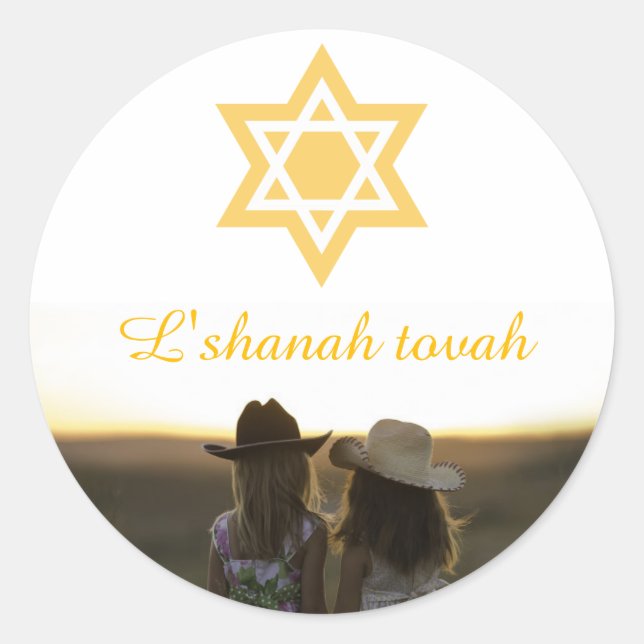 L'shanah Tovah Rosh Hashanah Star of David Classic Round Sticker (Front)