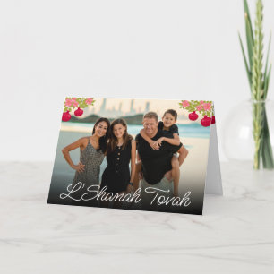 L'Shanah Tovah Script Photo Pomegranate Flower Card