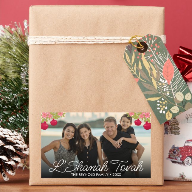 L'Shanah Tovah Script Photo Pomegranate Flower Sticker (Holiday)