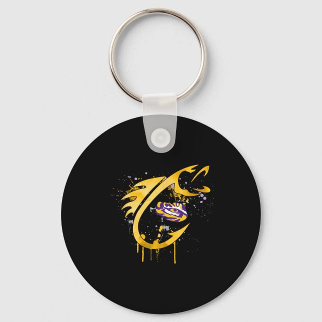 Lsu Tigers Fishing Fish Hook  Keychain (Front)