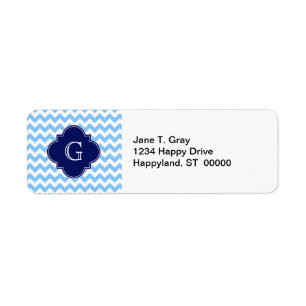 Lt Blu Wht Chevron Zigzag Navy Quatrefoil Monogram