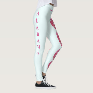 Lt Blue Alabama Camellia State Flower Leggings
