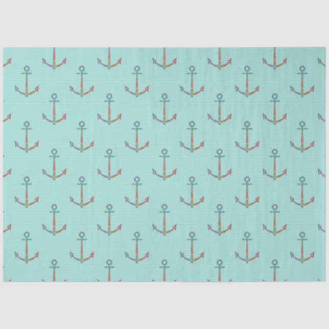 Lt Blue and Gold Nautical Series Design 10 Tissue Paper (Front)
